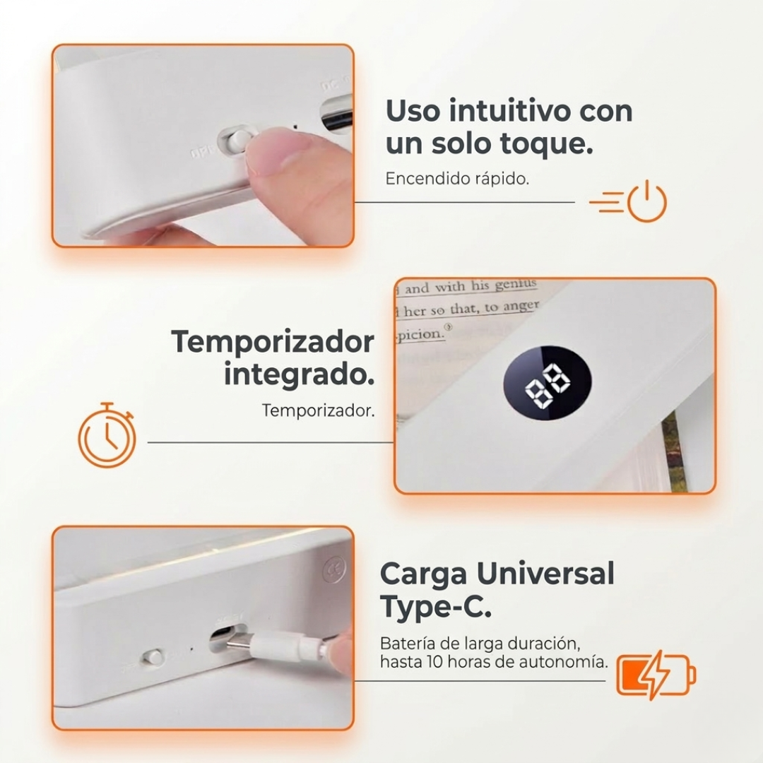 Panel de Lectura con Protección Ocular y Temporizador