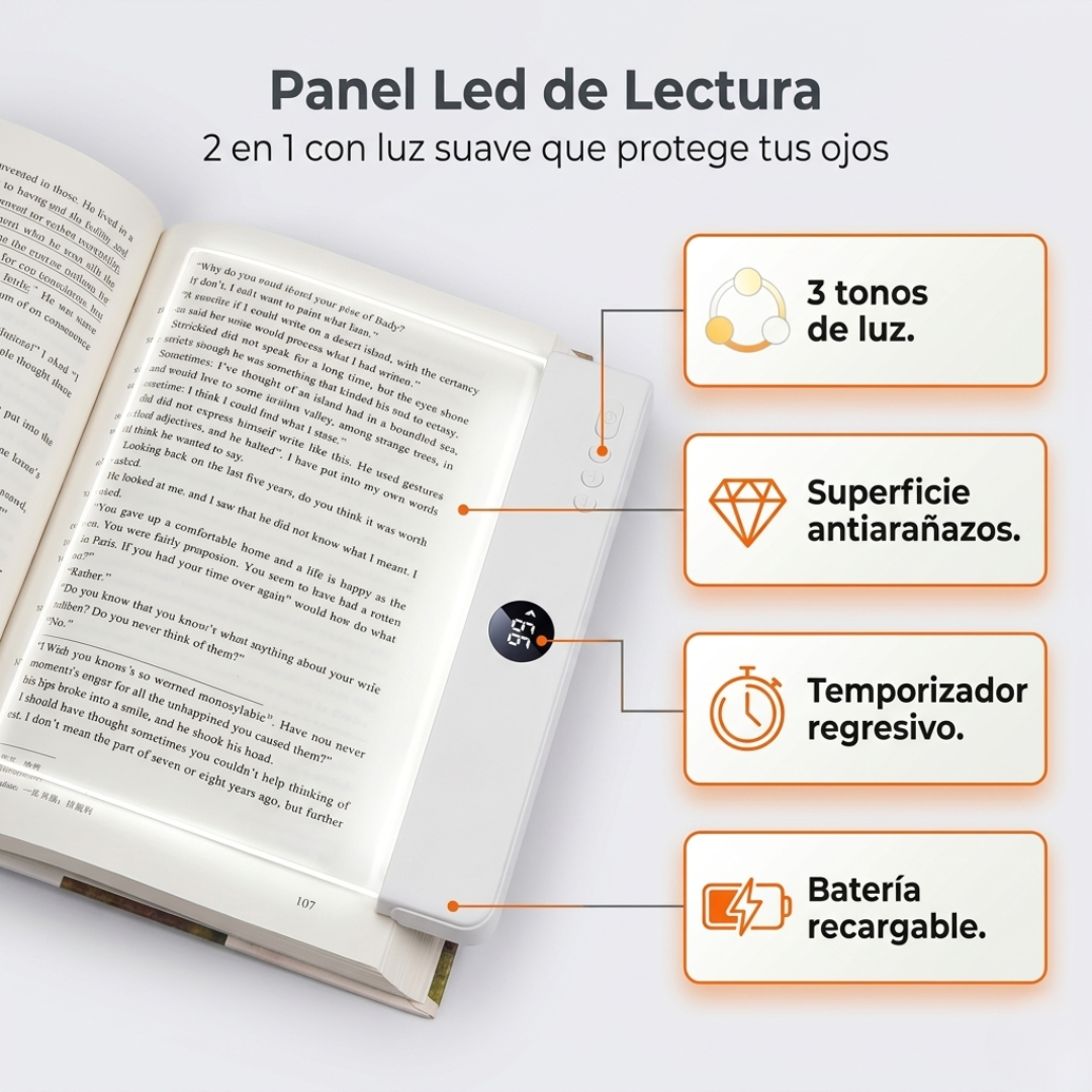 Panel de Lectura con Protección Ocular y Temporizador